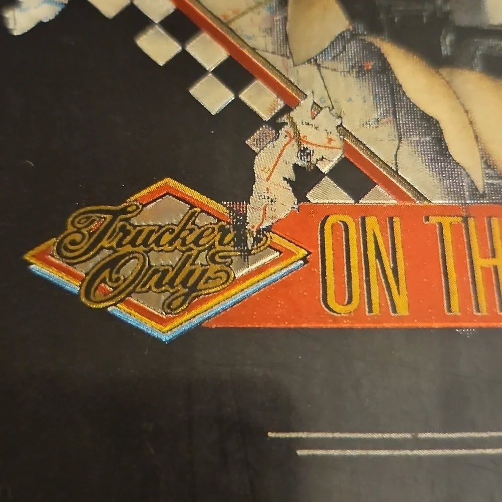 Vtg TRUCKERS ONLY 1970s On The Road Again Metallic 3D Wood Art